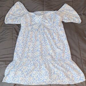 Speechless Blue Floral Off-Shoulder Midi Dress